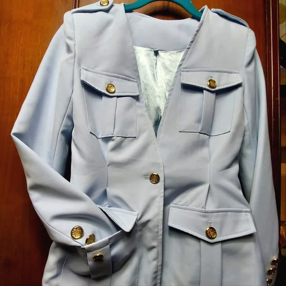Sky blue v-neck pocket blazer suit jacket for women sz M - Picture 16 of 16